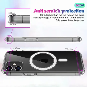 Magsafe de Caso para o iPhone 12 12 Pro Max 2020 Novo Suporte de Carregamento sem Fios à prova de Choque Proteger o verniz Acrílico Rígido Saco do Telefone Shell