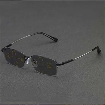 2020 Multi Focal Progressiva Óculos De Leitura Homens Fotossensíveis Anti Azul De Óculos De Grau Em Metal Metade Do Quadro 1.5 2.5