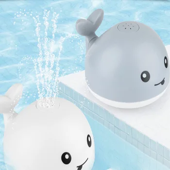 Bonito dos desenhos animados de Pulverização de Baleia Com Luz de Música Banheira Brinquedos Bico Flutuante Modelo Elétrico Natação Natação de Água de Brinquedos para crianças