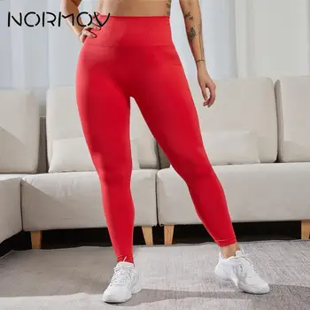 NORMOV L-2XL Women Sport Legging High Waist Push Up Fitness Legging Gym Plus Size Slim Stretch Yoga Pants