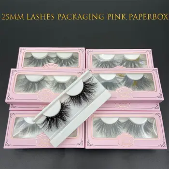 WholesaleMIKIWI 50pairs 25mm 3D vison cílios Grande dramática cílios postiços da embalagem cor-de-rosa paperbox comprimento fofo vison cílios