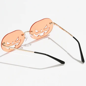 Peekaboo abóbora vintage, óculos de sol das mulheres sem aro engraçado acessórios masculinos óculos de sol oval oco sem moldura presentes de Halloween