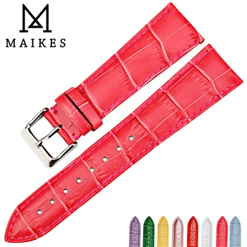 MAIKES de Alta Qualidade com Oito Cores de 12mm, 20mm Faixas de Relógio Torça padrão de Rosa cor-de-Rosa Watchbands Genuíno Couro Pulseira Pulseiras