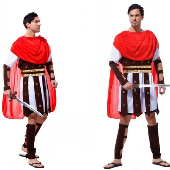 Homens adultos Vestido de Fantasia Romano Guerreiro Valente Soldado Gladiador Protetor de Braço Cosplay Traje de Halloween Maquiagem Homens reis, Príncipes Festa