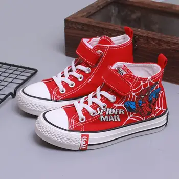 Meninos Novo desenho animado do homem-Aranha Altura-superior Sapatos de Lona de Crianças Anti-derrapante coreano-estilo Casual, o Tênis