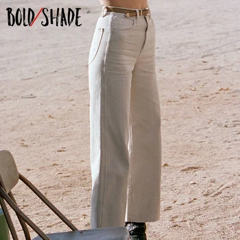 Sombra negrito Indie 90 Streetwear Jeans Moda Menina Patinadora Estilo Cintura Alta Calças Largas Sólido Mulheres Brancas Calças Retas