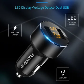 FLOVEME 3.6 Dual USB Carregador de Carro Com Visor LED Universal do Telefone Móvel Carro-Carregador para iPhone Samsung S8 S9 S10 Plus Tablet