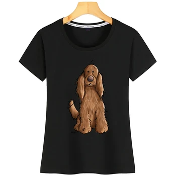 Tops, T-Shirt Mulher Feliz Cocker Spaniel Cão Cães De Diversão Casual Vintage Personalizado Tshirt