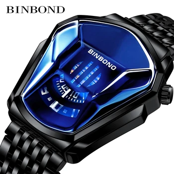 BINBOND 2020 Ouro novo relógio de pulso Para Homens masculino preto tecnologia impermeável aluno locomotiva a tendência masculina casual relógio de quartzo