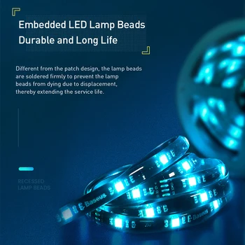 Baseus de Luz LED Strip RGB 5050 Flexível USB LED Fita Fita Cadeia Lâmpada 5V RGB de Jogos de Luzes LED Faixa TV PC de luz de fundo 1 m a 1,5 m