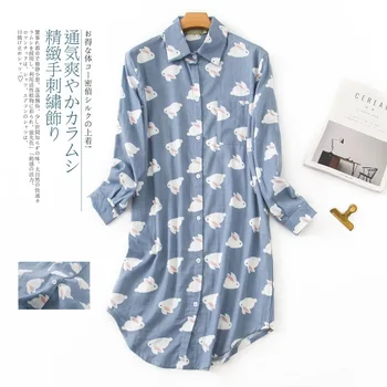 Malha de algodão nightdress mulheres camisolas Primavera Verão pijamas mulheres sleepshirts Fresco Mulheres Plus size de dormir