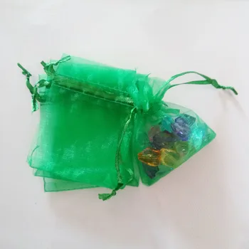 100pcs Verde Sacos de Presente De Jóias, Bolsas E Embalagem de Organza Saco Saco do Cordão de Casamento/mulher Viagens de Armazenamento de Exibição de Bolsas de
