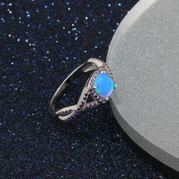 Authe tic 925 Anéis de Prata esterlina para as Mulheres Opala Azul de Pedra, de Prata 925 Jóias Suave Clássico Anéis de Mulheres Belas Jóias