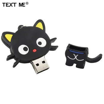 O TEXTO ME bonito dos desenhos animados do gato preto usb2.0 64 GB usb flash drive usb 2.0 de 4GB 8GB 16GB 32GB pen drive