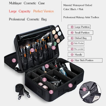 HMUNII Mulheres Cosméticos Saco de Viagem, Organizador de Maquiagem Profissional Tornar-se Caixa de Cosméticos Bolsa de Sacos de Beleza em Caso De Artista de Maquiagem