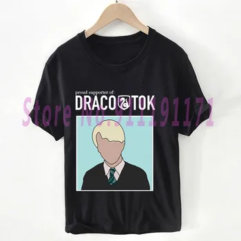 Vogue Draco Malfoy Black t-shirt Unisexo Harajuku Foto gráficos de T-shirt estilo Britânico Tops Algodão tee Pluse Tamanho da fêmea/Homem