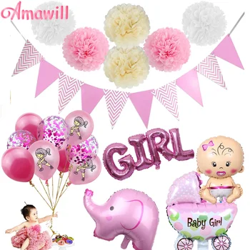 Amawill Cartoon Elefante Animal de Balão Donut Oh Baby Aniversário Decoração Menino Menina do Balão do Chuveiro de Bebê de Gênero Revelam Decorações 7D