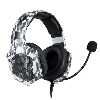 ONIKUMA K8 Neve Camuflagem de Jogos Fones de ouvido carapaça com Fio PC Gamer Estéreo PS4 Fone de ouvido com Microfone Luzes LED para XBox Um/Laptop