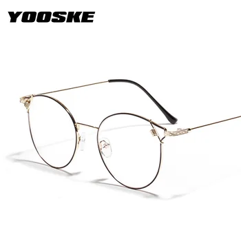 YOOSKE Olho de Gato de Óculos de Armação de Mulheres da Moda Rodada Computador Óculos Homens Miopia Falso Óculos de Armação Senhoras Transparente, Óculos