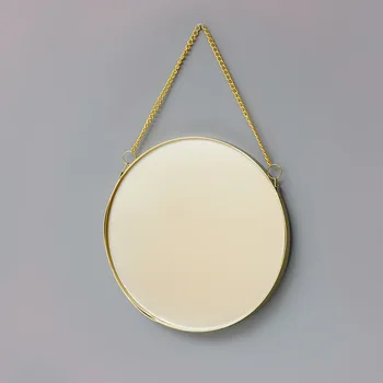 Estilo nórdico Espelho de Parede Decoração da Casa Redonda de Ouro de Ferro Espelhos para o Quarto de Banho Criativo Luxo de Parede de Maquiagem Espelho de Vestir