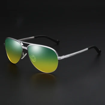 YSO Homens Óculos de sol Polarizados UV400 de Alumínio do Quadro de Magnésio Lente HD Visão Noturna de Condução Óculos de Piloto de Acessórios Para Homens 8548