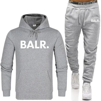 2020New BALR Esporte de Homens com Capuz + Calça Conjunto 2 Peças de Outono Executando o Sportswear Camisa de Esportes Conjunto de Roupa de Treino Homens de Esportes Sui