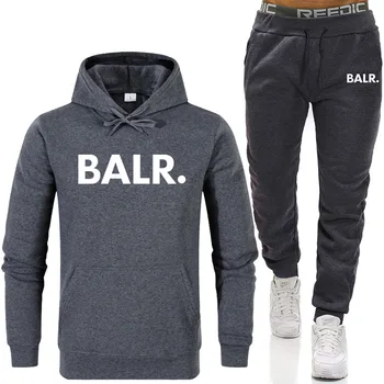 2020New BALR Esporte de Homens com Capuz + Calça Conjunto 2 Peças de Outono Executando o Sportswear Camisa de Esportes Conjunto de Roupa de Treino Homens de Esportes Sui