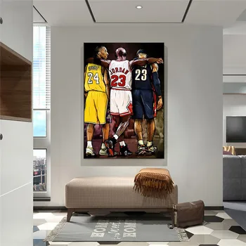 Kobe Bryant, LeBron James, Estrela do Basquete Tela de Pintura Escandinavos Cuadros Arte de Parede Imagens de Impressões de Cartazes para Sala de estar