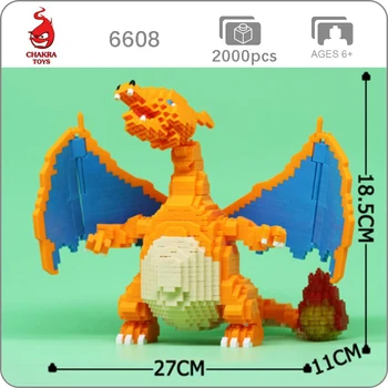 CHAKRA 6608 Charizard Dragão Modelo 3D 2080pcs Pequeno Mini Blocos de Diamante Tijolos de Construção de Brinquedo para as Crianças sem Caixa