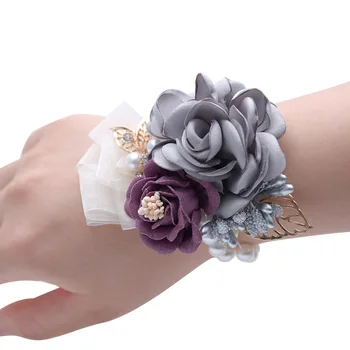 Fontes do casamento decoração do casamento de noiva coreano simulação de flor de Dama de honra de pulso Flor Grampo de Cabelo com flores artificiais