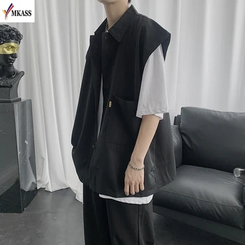 Os homens de Camisas de Meia manga-Vire para baixo de Gola Verão Japonês coreano Estilo Camisa Solta Harajuku Outwear Mens Alunos Streetwear Tops