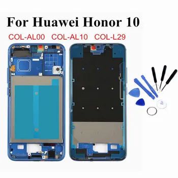 Moldura da frente Para o Huawei Honor 10 Frente de quadros Quadro do Meio Aro Carcaça Com Poder Botões Laterais COL-AL00 COL-AL10 COL-L29