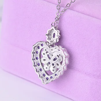 Prata S925 Colar de Coração Pingente de Diamante para as Mulheres Pierscionki Bizuteria Jóia Pingente de joyas colar de diamantes mulheres