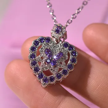Prata S925 Colar de Coração Pingente de Diamante para as Mulheres Pierscionki Bizuteria Jóia Pingente de joyas colar de diamantes mulheres