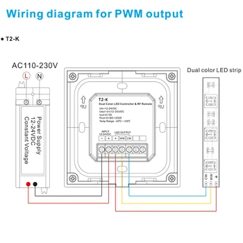 Botão WW CW CCT montadas na Parede, Interruptor do Toque de Painéis de Led Controlador de 288W DC12V-24V Rodar Remoto de Dupla Faixa Branca Controlador de RF2.4G