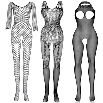 3 Pic Exóticas Bodysuits Pornô Sexy De Lingerie, Underwear Bodystockings Boneca Mulheres Arrastão Abrir Virilha Ursinhos Mujer