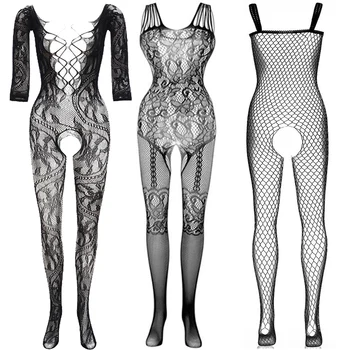 3 Pic Exóticas Bodysuits Pornô Sexy De Lingerie, Underwear Bodystockings Boneca Mulheres Arrastão Abrir Virilha Ursinhos Mujer