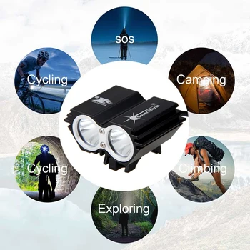 Impermeável Frente Moto de Luz T6 LED de Ciclismo de luz com Bateria e Carregador Exterior Ciclismo, Camping Tocha