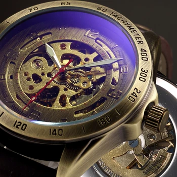 Mechanical Mens Wrist Watches Automatic Skeleton Vintage Watch Men Steampunk Clock Automatic Transparent Wristwatch montre homme