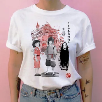 A viagem de chihiro totoro t-shirt feminina cartoon novo gráfico tshirt mulheres japonês ulzzang roupas t-shirt superior camisetas tumblr