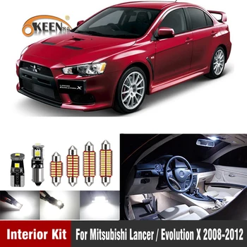 8Pcs Canbus Interior do Bulbo do Diodo emissor de Kits Para Mitsubishi Lancer/ Evolution X 2008-2012 Carro-Estilo Interior da matrícula do Carro de Luz