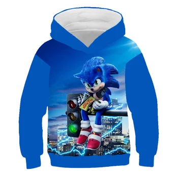 2020 Inverno Meninos Cartoon Sonic the hedgehog sonic hoodies Impressos em 3D Tops Meninos Streetwear Roupas para Adolescente Filhos Tops