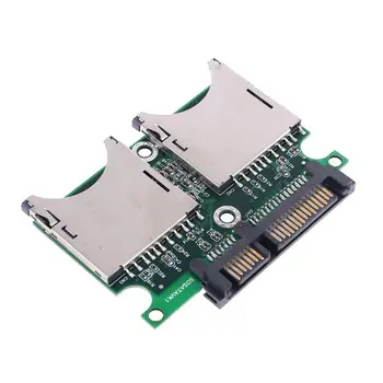 2Port Dupla SD SDHC MMC RAID SATA para Conversor Adaptador com Compartimento para Cartão SD