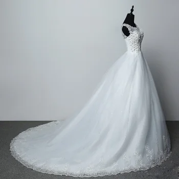 Vermelho Retro Estilo coreano Big Longo Vestido de Casamento de Trem 2020 Vestidos De Noiva Foto Real Plus Size Princesa Brid de Renda com Flores