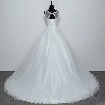 Vermelho Retro Estilo coreano Big Longo Vestido de Casamento de Trem 2020 Vestidos De Noiva Foto Real Plus Size Princesa Brid de Renda com Flores