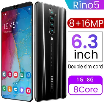 Rino5 6.3 Polegadas Smartphone Android Smartphone 1G+8G Grande Tela do Smartphone de 8Mp Câmera Frontal de 16Mp Câmera Traseira