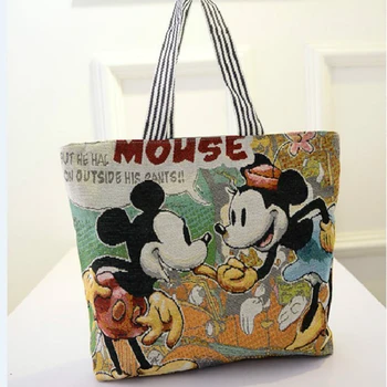 Mickey de Disney dos desenhos animados do Rato de Grande Capacidade Shopper Lona Ombro saco de Tote senhora das mulheres do saco de compras, Lazer saco de crianças