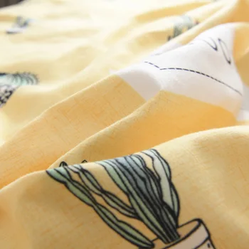 Cactus Conjunto de roupa de Cama Amarela capa de Edredão de Cama de Linho Único Queen King Size com roupa de cama de 3PCS