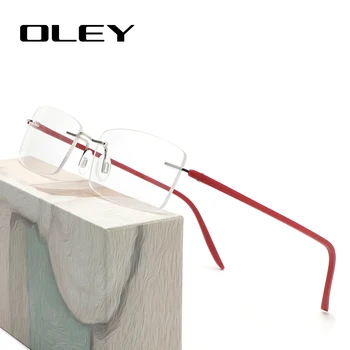 OLEY Clássico Super leve, apenas 12g Óculos de óculos de grau Titanium armação de liga de Miopia ou Hipermetropia óculos Y7015