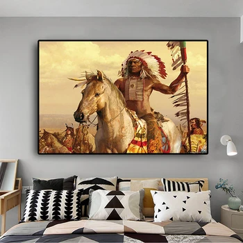 Índio Penas Cavalo Pintura a Óleo sobre Tela de Pôsteres e Impressões Escandinavos Arte de Parede de Imagem para a Sala de